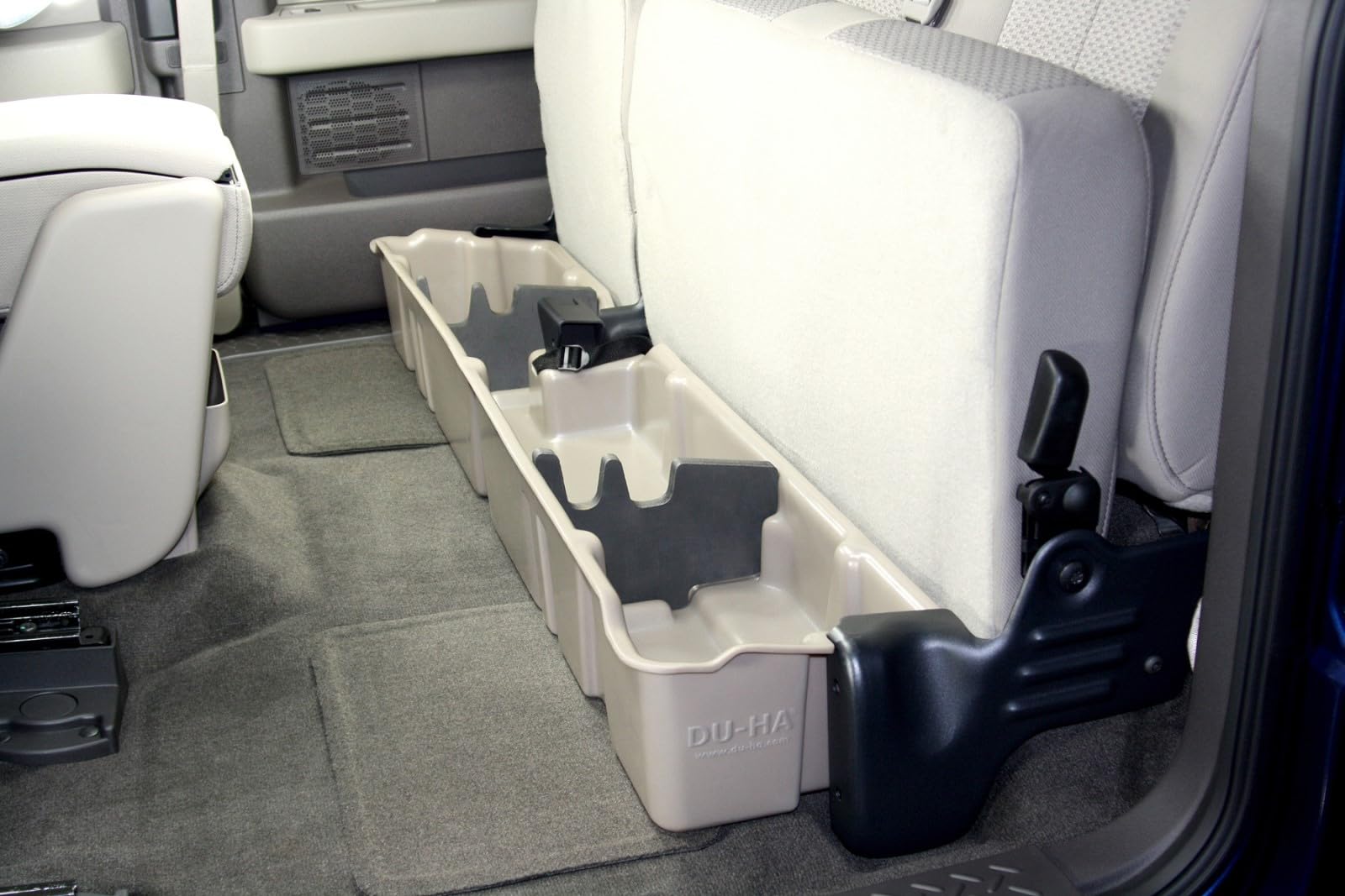 Under Seat Storage DuHa 20071 fits 2009-2014 F150 SuperCab without Factory Subwoofer | Black Heavy-Duty Back Seat Organizer | Durable Construction | Includes Dividers