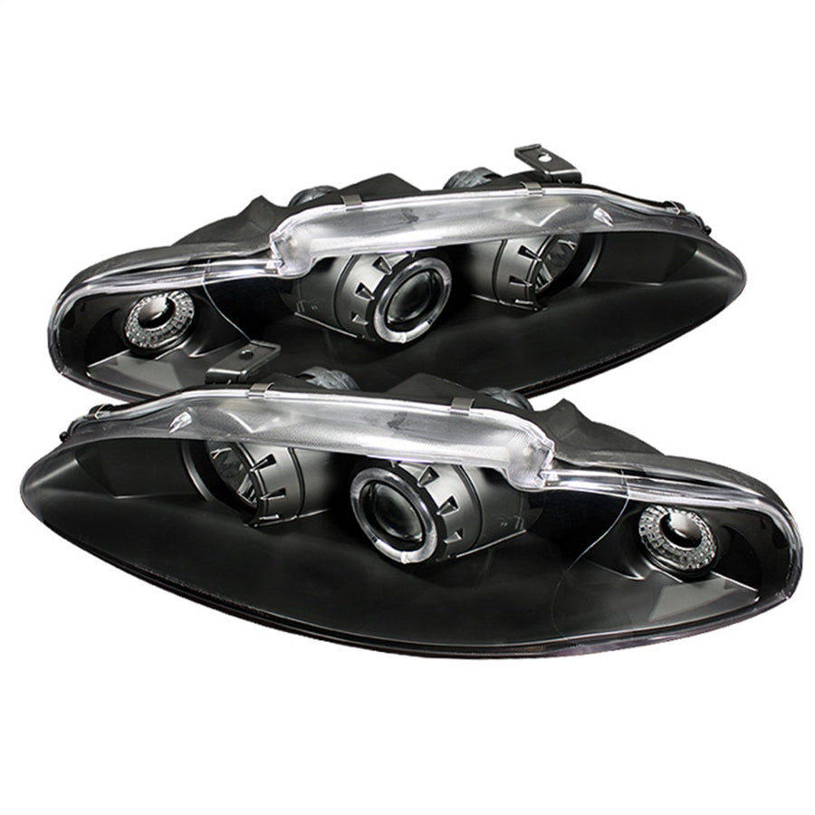LED Halo Spyder Auto Projector Headlights Black/Clear 5011428