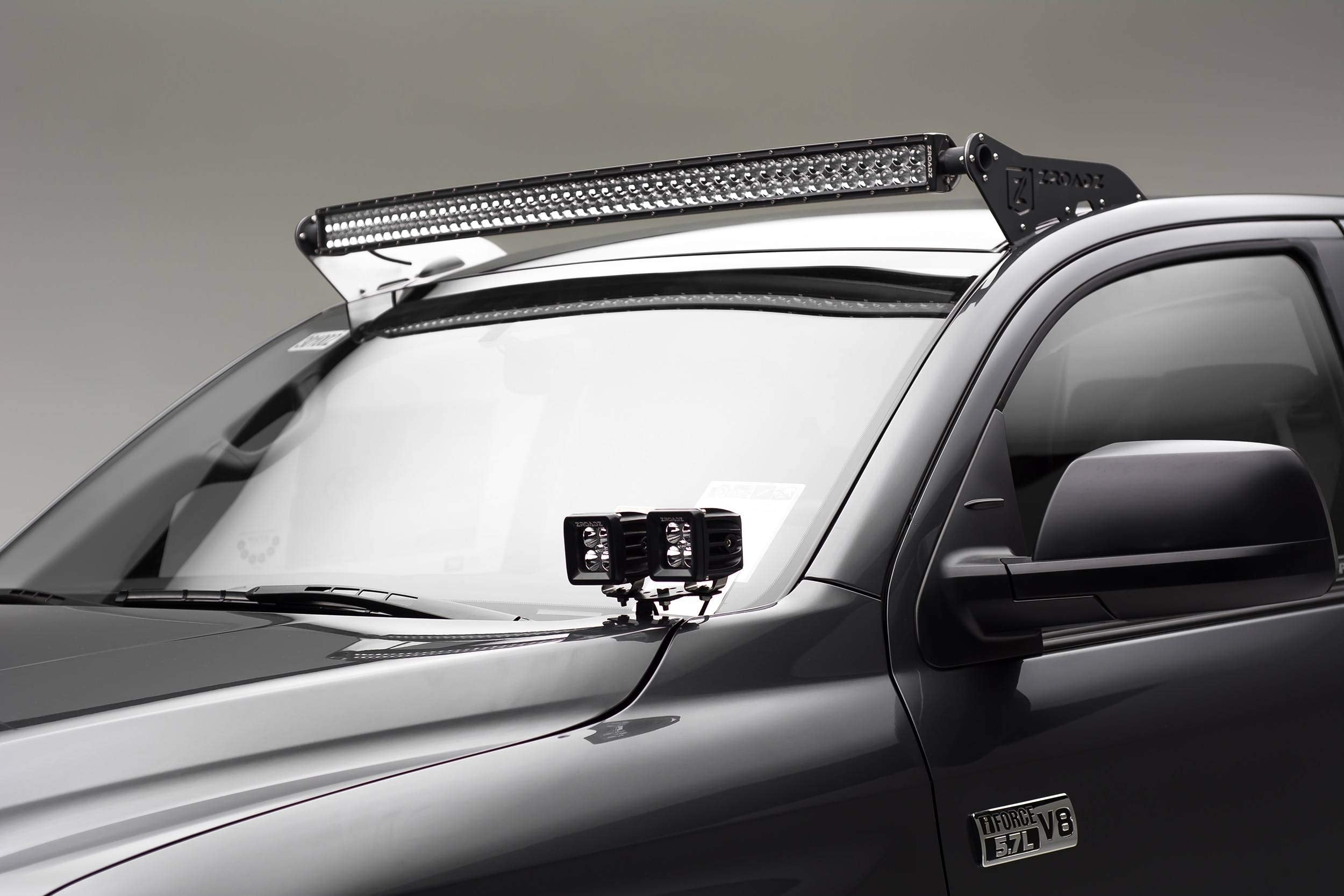 ZROADZ LED Front Roof Mounting Bracket - Compatible w/ 2007-2021 ALL Toyota Tundra - to Mount (1) 50 Inch ZROADZ or similar style Curved Light Bar (Not Included) - PN #Z339641