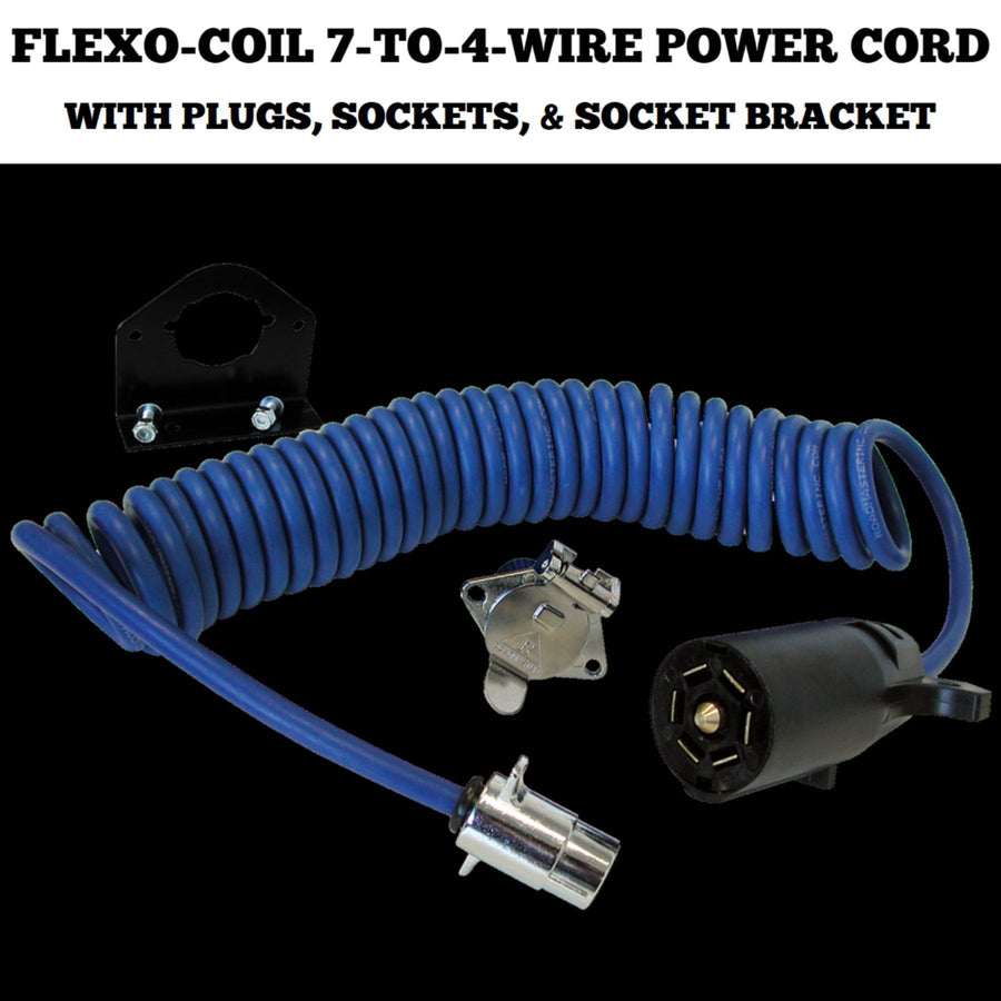 Roadmaster 164-7 Adaptive Power Cord with 7-Wire to 4-Wire, Plugs, Sockets, & Socket Bracket Included | Designed for Motorhomes with 4-Way Sockets | Water, Oil, & Chemical Resistant