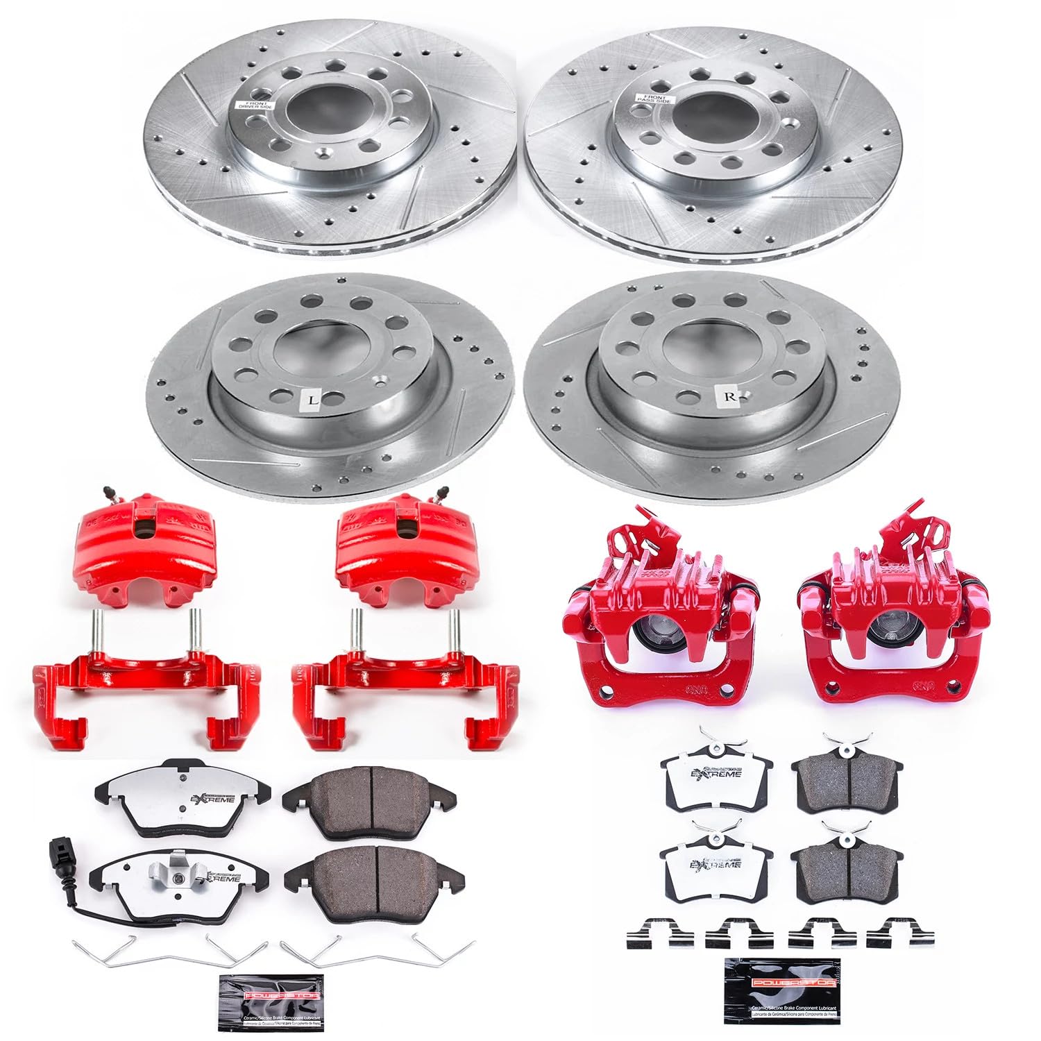 Power Stop Z26 Street Warrior Brake Kit Front & Rear Audi Volkswagen For Audi A3 2010-2013, Volkswagen Beetle 2013-2019, Volkswagen Jetta 2012-2018 [Model Specific]