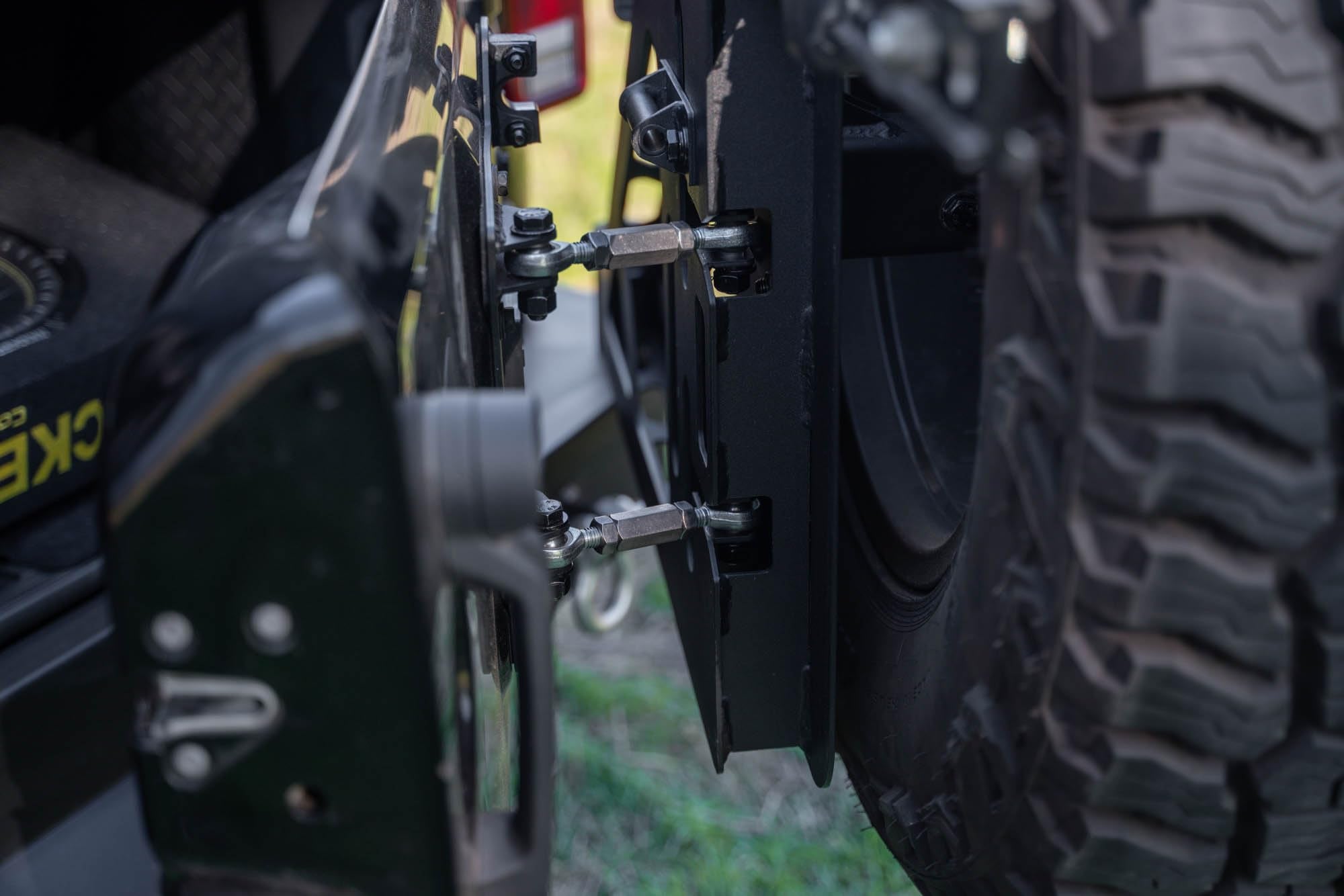 DV8 Offroad Spare Tire Carrier for 2007-2018 Jeep Wrangler JK | MTO Rear Bumper Mounts Only to DV8 Offroad’s MTO Rear Bumper (RBJK-13) | Will Fit Most 38x13.50 Tires
