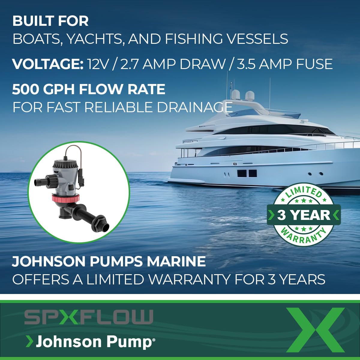 Aqua O2 Johnson Pump 10-13642-01 Flex Mount Aerator Pump - 500 GPH