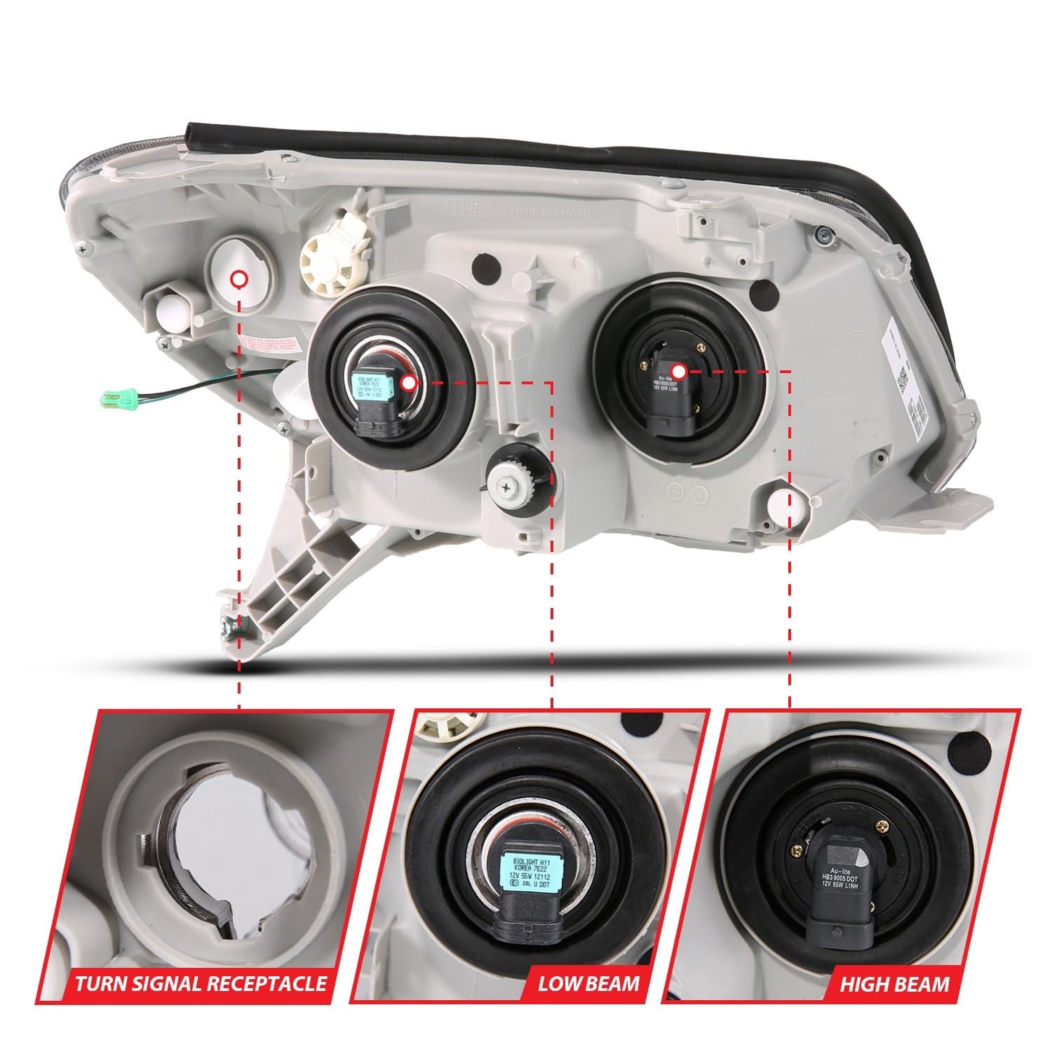Plank Style ANZO Black LED Light Tube Projector Headlights
