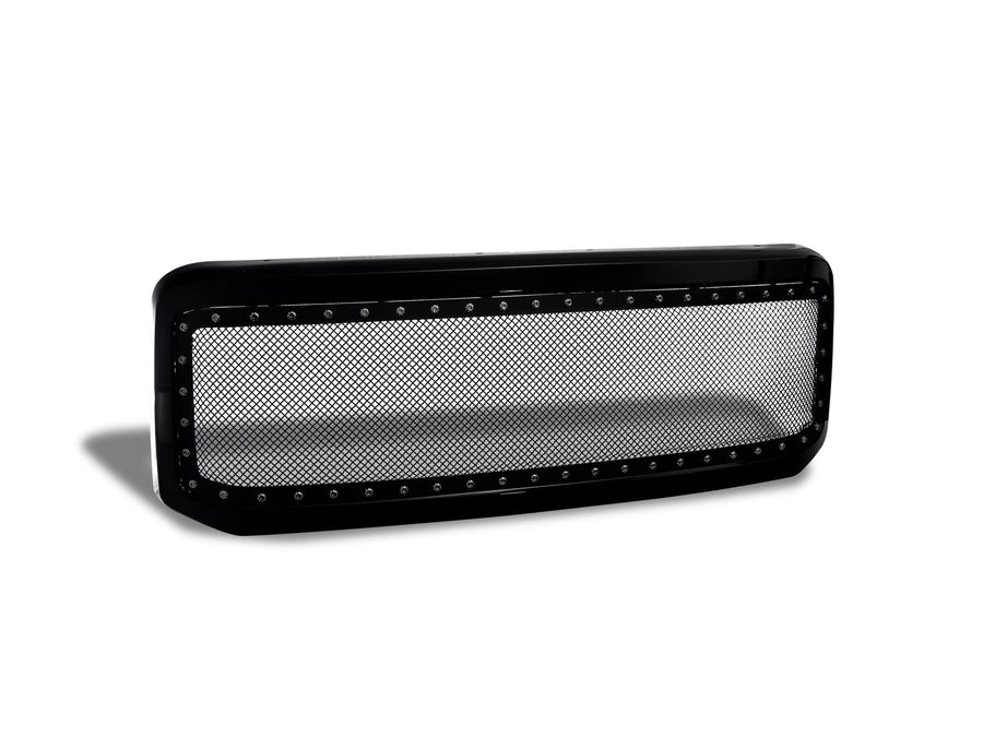 Studded Mesh Front Hood Grille Armordillo USA - Gloss Black Fits 2005-2007 Ford F250/F-250/F350/F-350 Super Duty