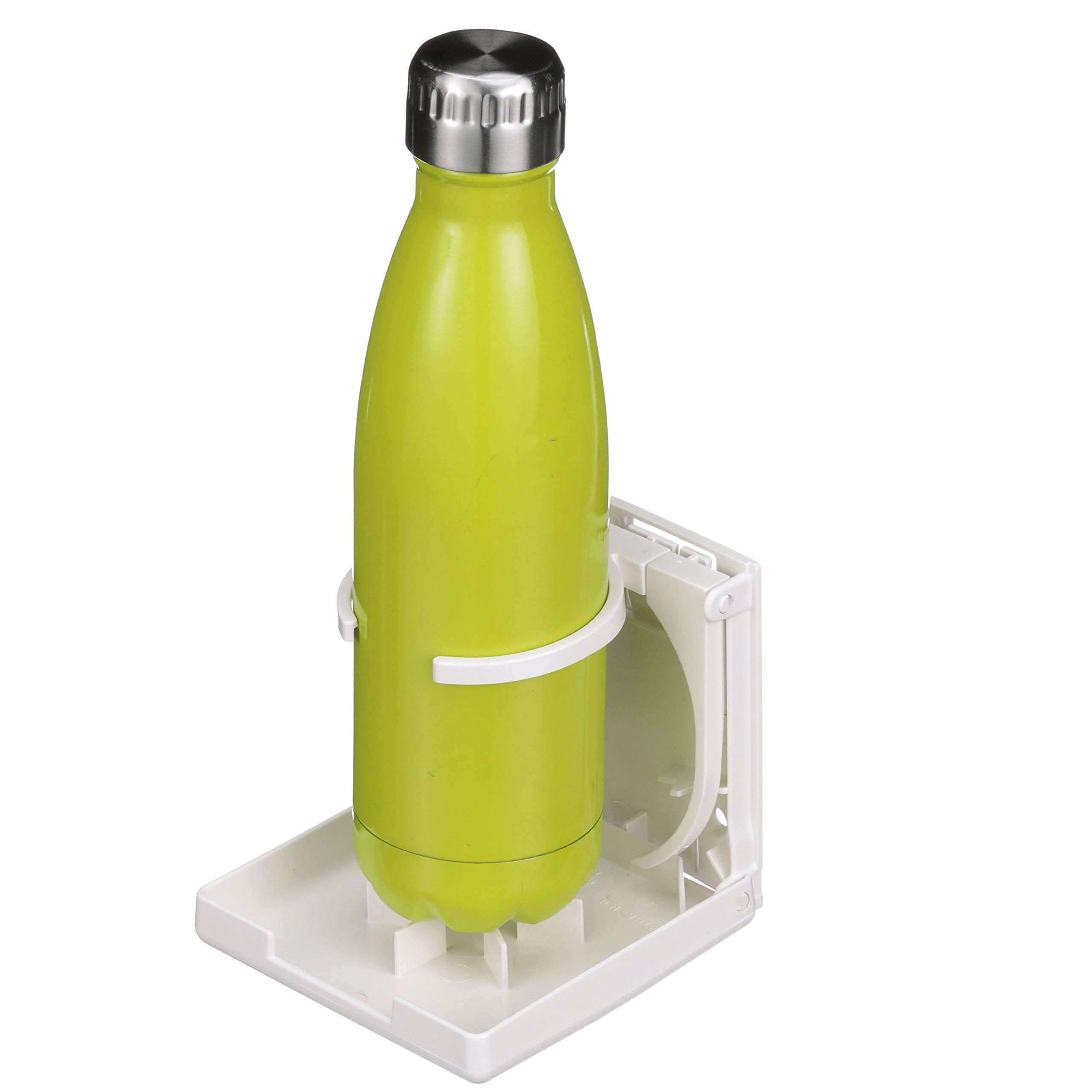 Dual-Ring Attwood 2449-7 Fold-Up Drink Holder, Polycarbonate, 4 5/8-Inch H x 4 9/16-Inch W, 4 ¾-Inch D, White