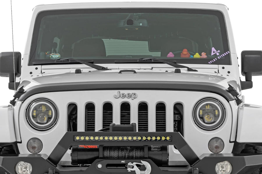 Front Hood Protector Rough Country for Jeep Wrangler JK (2007-2018) - High-Density Thermoplastic, UV-Resistant, Easy Install Trail Cladding