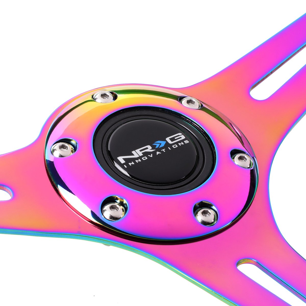 NRG Innovations Classic Wood Grain Steering Wheel NRG-ST-015MC-GN, 350mm 25mm Deep, 3 Neochrome Spokes, Green Pearl/Flake Paint