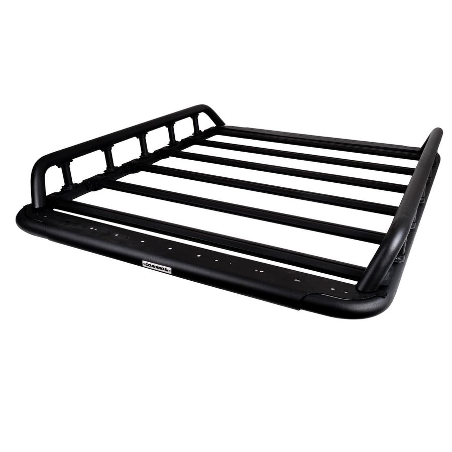SRM 500 Go Rhino Flat Platform Roof Rack w/Dual Rail & Clamps | Aluminum, Textured Black, L: 65" x W: 52" | 5935261T | Mounts to Most Cross Bars