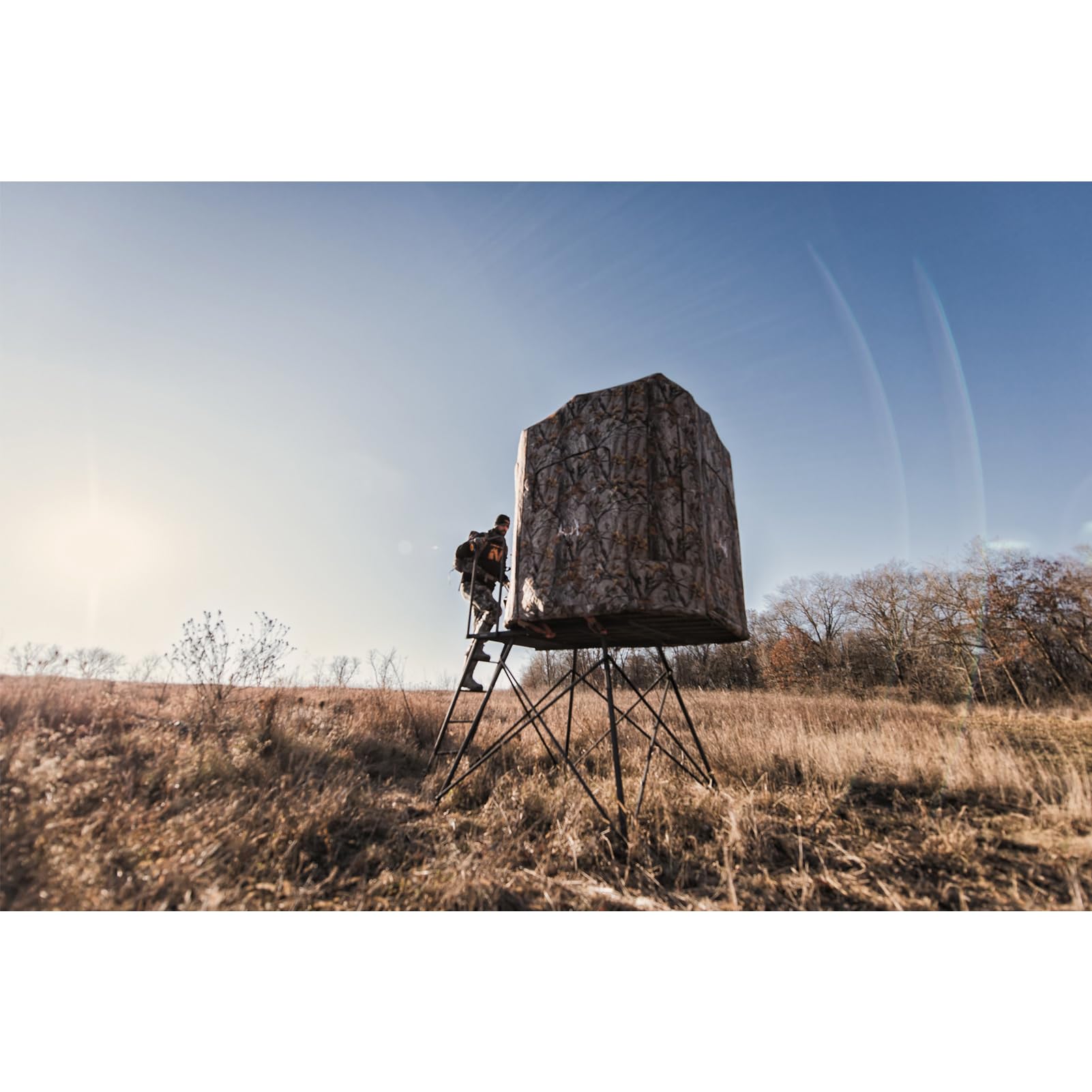 Muddy 360 Soft Side Resistant Heavy-Duty Powder Coated Steel Hunting Blind - Insulated Fabric Walls, Floor Pad, Silent Zipper Window System w/Sliding Mesh Backing - 5ft Deluxe Tower Platform
