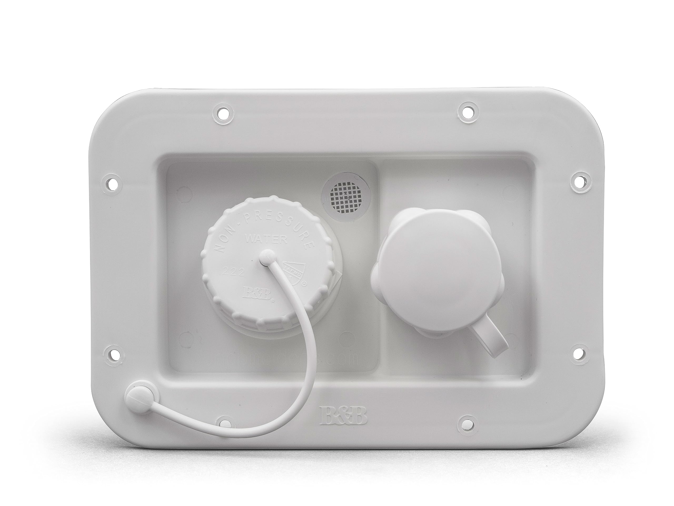 B&B Molders, City/Gravity Water Fill Dish 94222 with Plastic Check Valve – Polar White, Leak-Tested UV-Stable Acrylonitrile Construction, OEM Replacement – Made in USA
