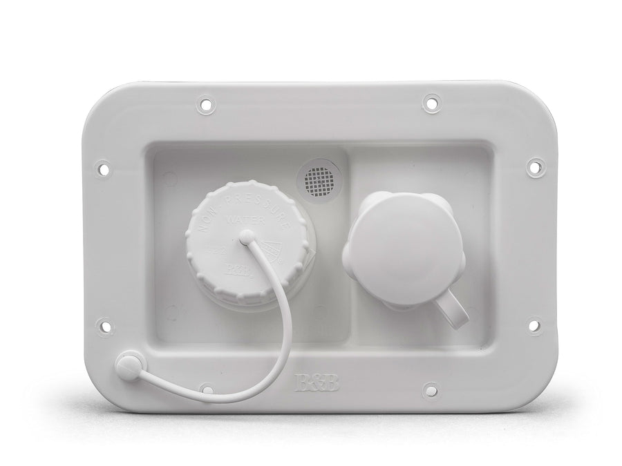 B&B Molders, City/Gravity Water Fill Dish 94222 with Plastic Check Valve – Polar White, Leak-Tested UV-Stable Acrylonitrile Construction, OEM Replacement – Made in USA