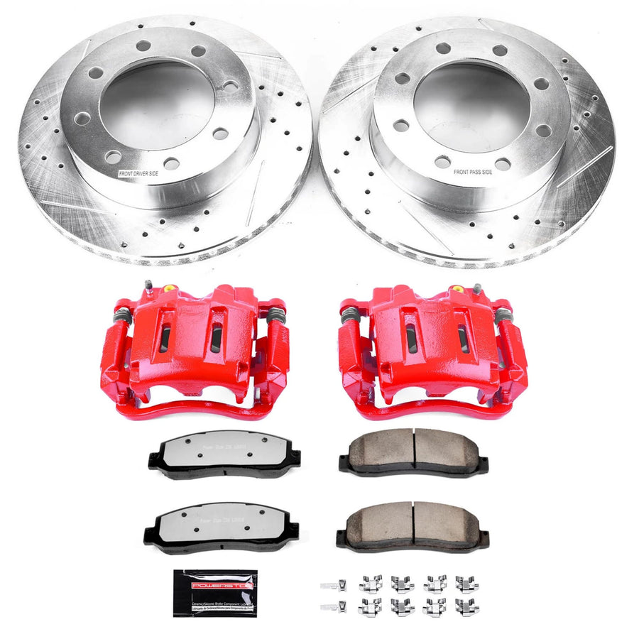 Power Stop Front Z36 KC1781-36 Brake Kit with Drilled and Slotted Rotors and Calipers For 2005 2006 2007 2008 2009 2010 F-250 F-350 2WD 4WD