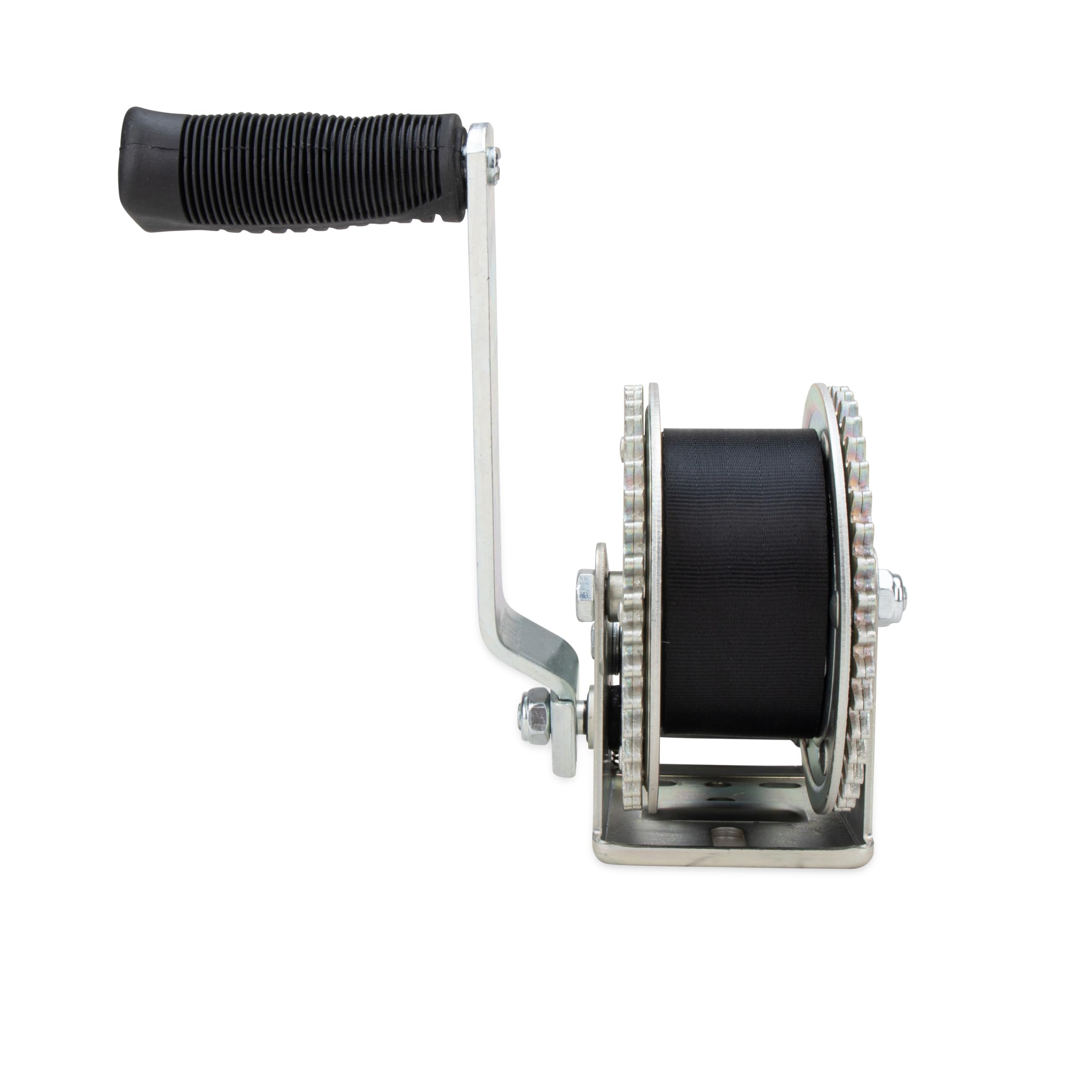 2000lb Camco Boat Trailer Winch - Manual Hand Crank Boat Winch Features 20-Foot Strap & 2-Way Ratchet - 2,000lb Weight Capacity - Boat Trailer Accessories (50000)