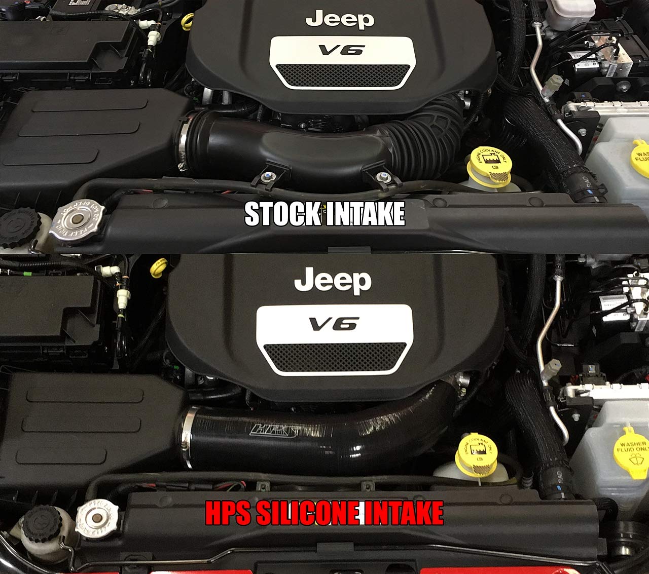 HPS Red Silicone Air Intake Hose Kit Post MAF Tube Compatible with 2012-2017 Jeep JK & Unlimited 3.6L V6, 57-1639-RED