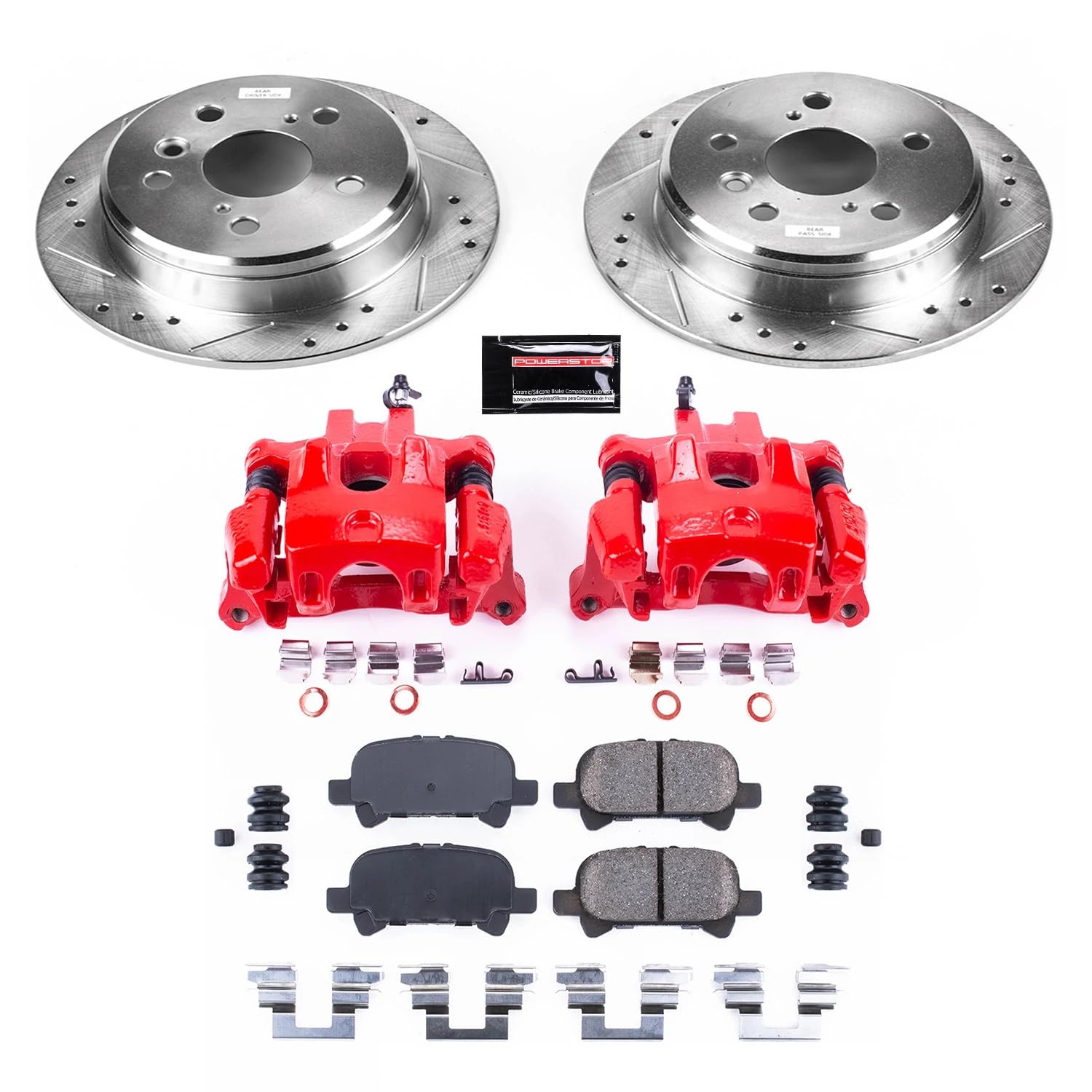 Z23 Evolution Power Stop KC1083A Rear Brake Caliper Kit-Brake Rotors, Carbon-Fiber Ceramic Brake Pads, Calipers