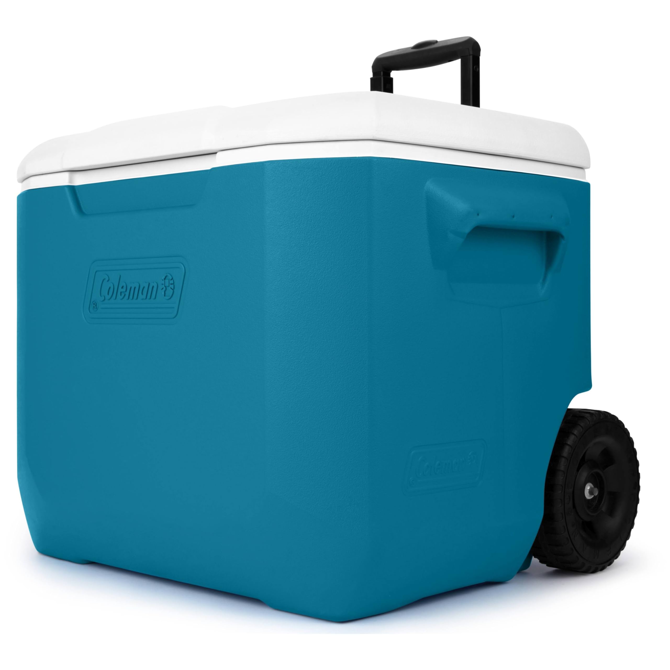 Coleman Rolling Cooler 60qt with Wheels, Insulated Portable Wheeled Chiller with Ice Retention, Made in USA