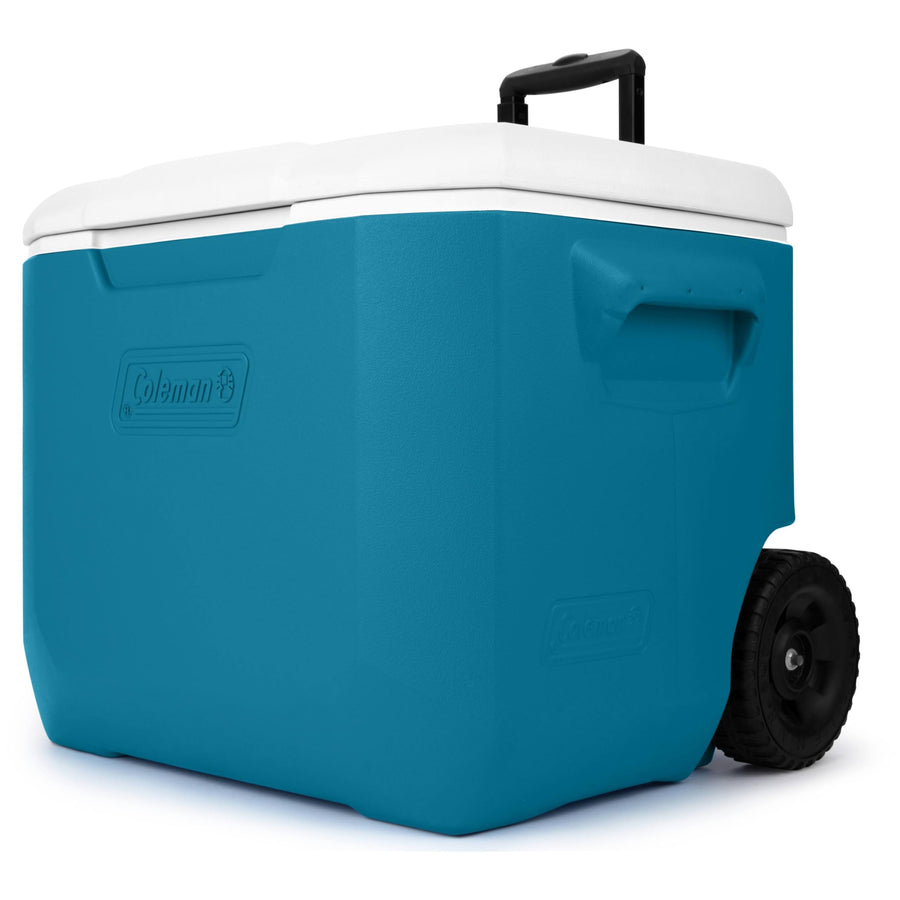 Coleman Rolling Cooler 60qt with Wheels, Insulated Portable Wheeled Chiller with Ice Retention, Made in USA