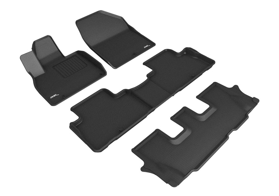 Kagu Floor Mat (Black) 3D MAXpider Custom Fit Compatible with Kia Telluride 8-Seat 2020-2024 - Full Set