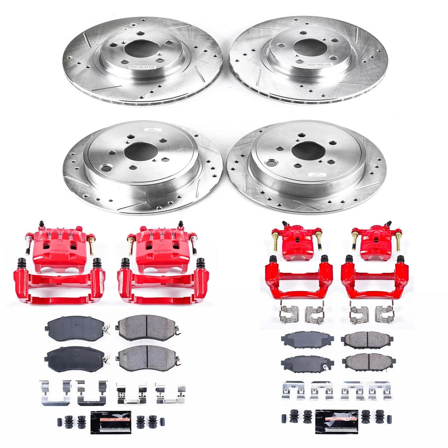 Power Stop Z23 Evolution Sport Front & Rear Brake Caliper Kit- Brake Pads, Brake Rotors and Brake Calipers For Subaru Impreza 2011 [Model Specific]