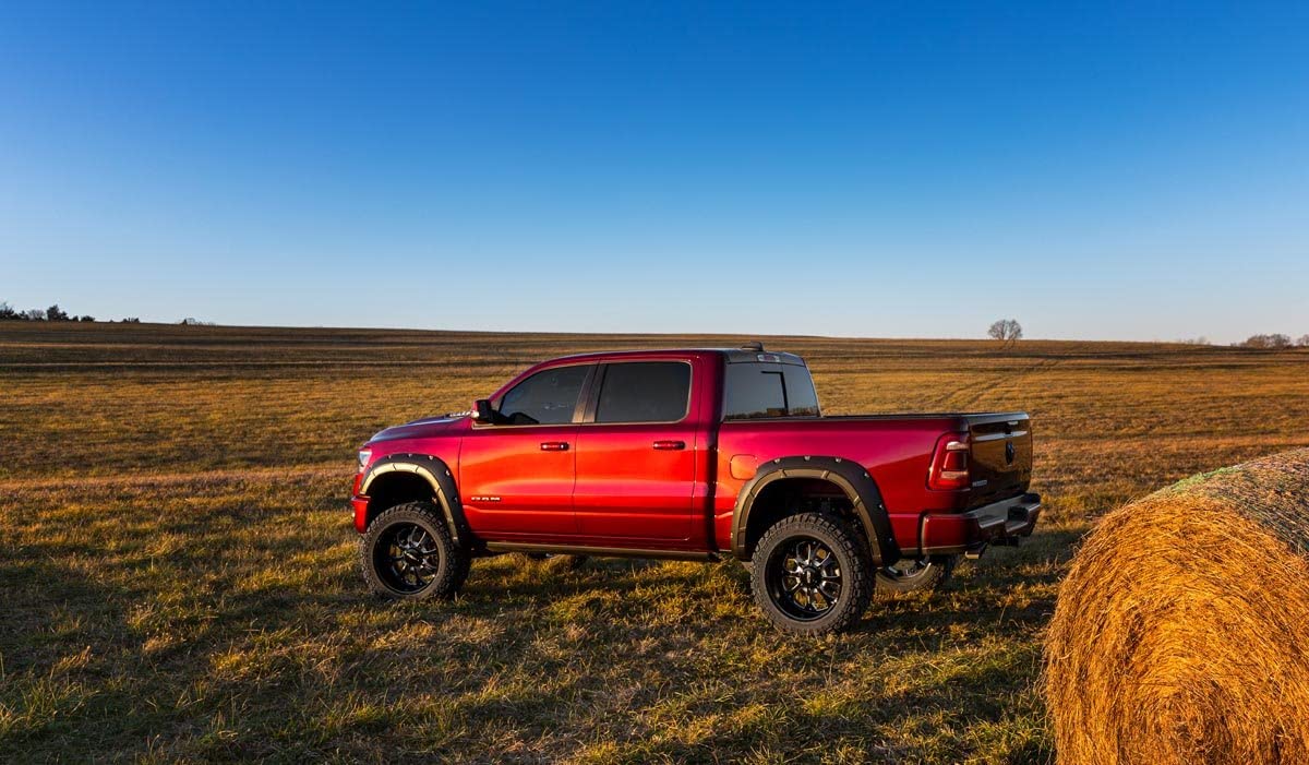 Defender Fender Flares Rough Country for Ram 1500 (2019-2024) - 2" Extra Tire Coverage, Durable ABS Plastic, UV-Resistant ABS, Flat Black (Set of 4)