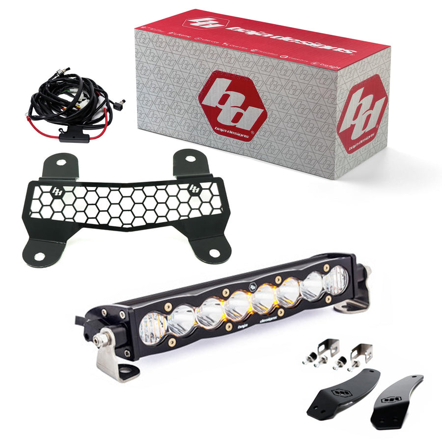 Baja Designs 10-inch S8 LED Bar Grille and Light Mount Kit for Textron Wildcat XX 2018-21 UTV (Multi-Pattern; Clear)