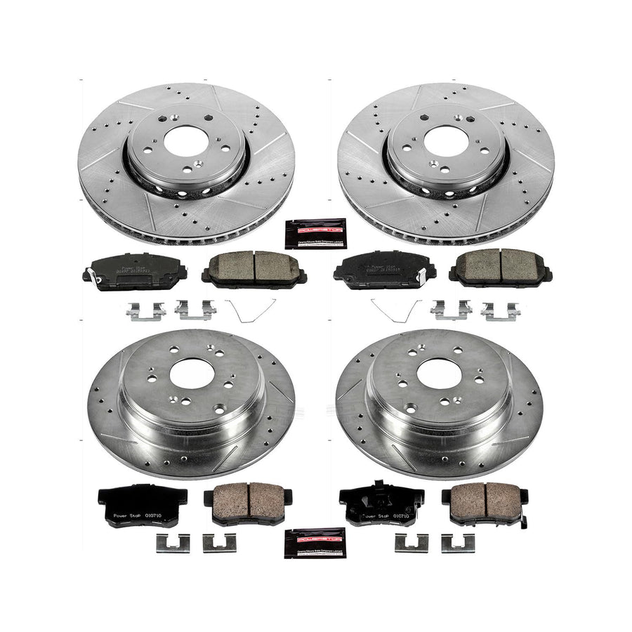 PowerStop Brake Kit Front and Rear For Acura RDX 2013-18 - Drilled and Slotted Disc Rotors with Ceramic Brake Pads Replacement, K6939