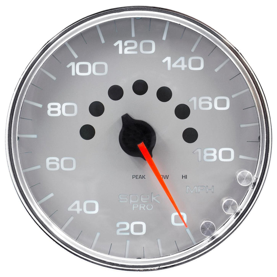Speedometer AutoMeter P23021 Gauge (Spek-Pro 5", 180 Mph, Elec. Programmable, Silver/Chrome, Spek-Pro)