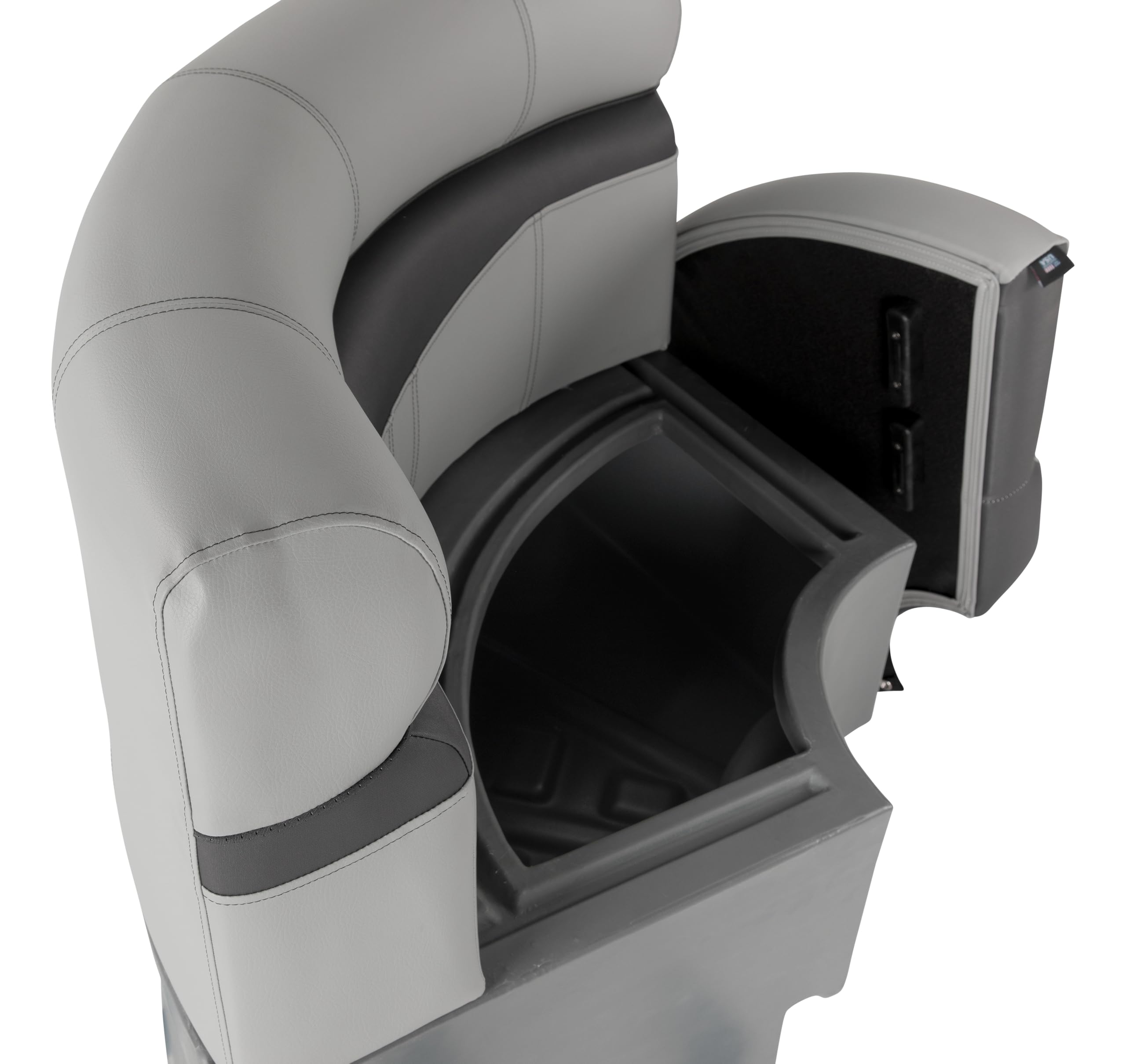 Rockport Series Lippert 32" Radius Pontoon Corner Seat, Measures 32" L x 28.5" W x 30" H, Marine-Grade Vinyl, High-Density Foam, Easy Installation, Fits Most Pontoons, River Rock – 20221094114