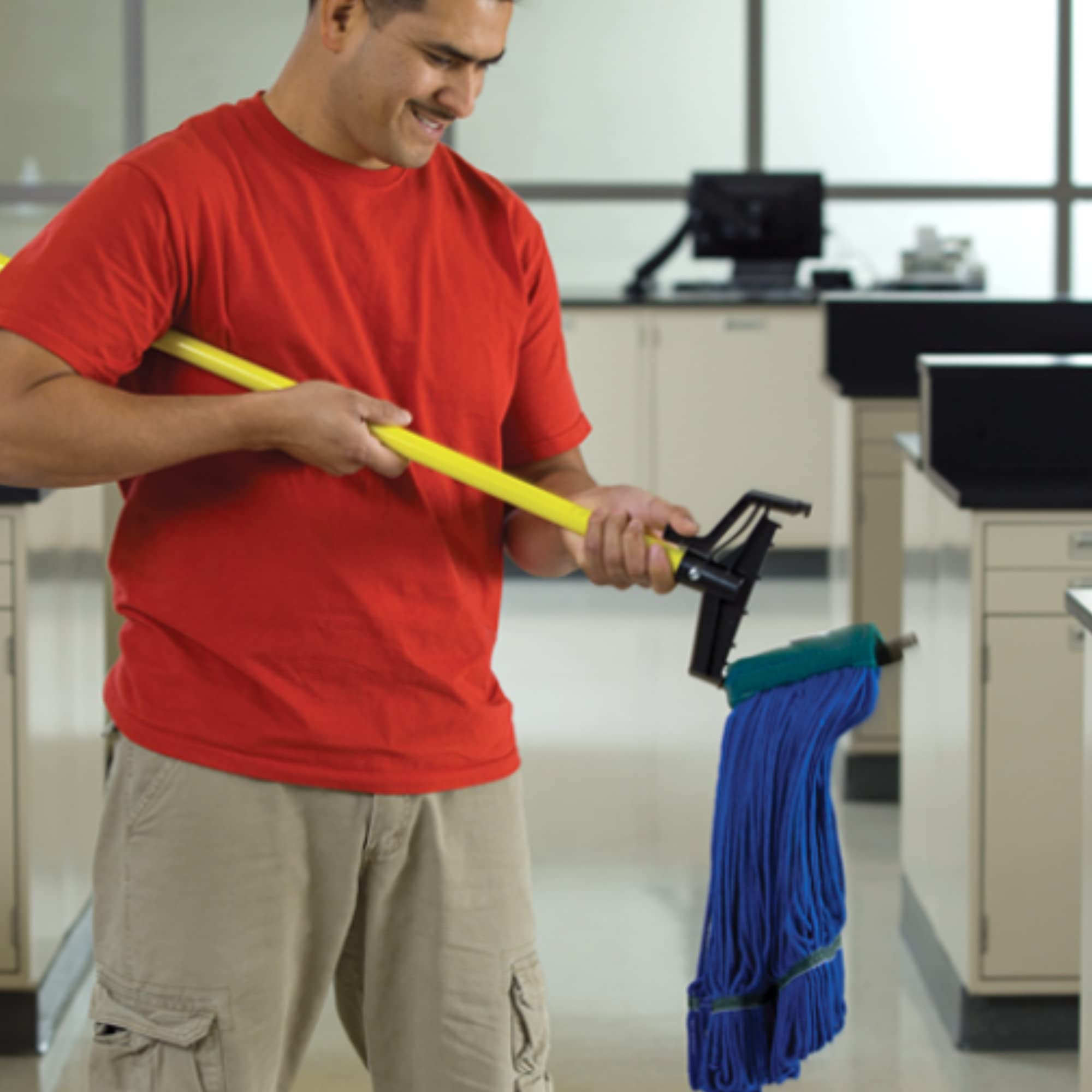 O-Cedar 96516 Commercial Quick Change Mop Stick, Fiberglass Handle, Yellow