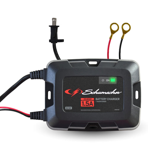 1.5A Schumacher Electric Onboard Car Battery Charger and Maintainer, 3-in-1 Solution, for 6V/12V Power Sport, Automotive, and Marine Batteries, SC1587
