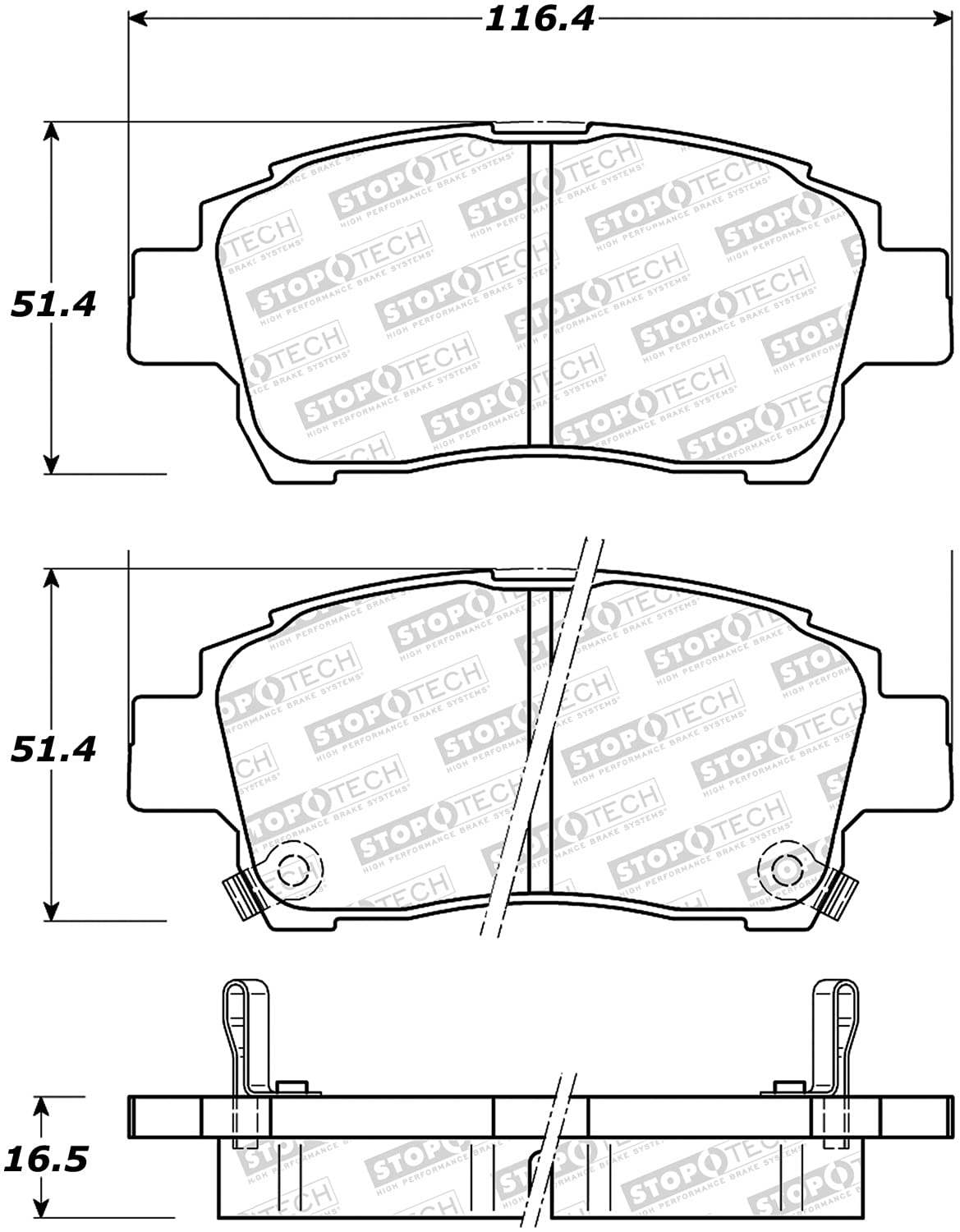 Sport Brake Pads StopTech 309.08221 with Shims and Hardware