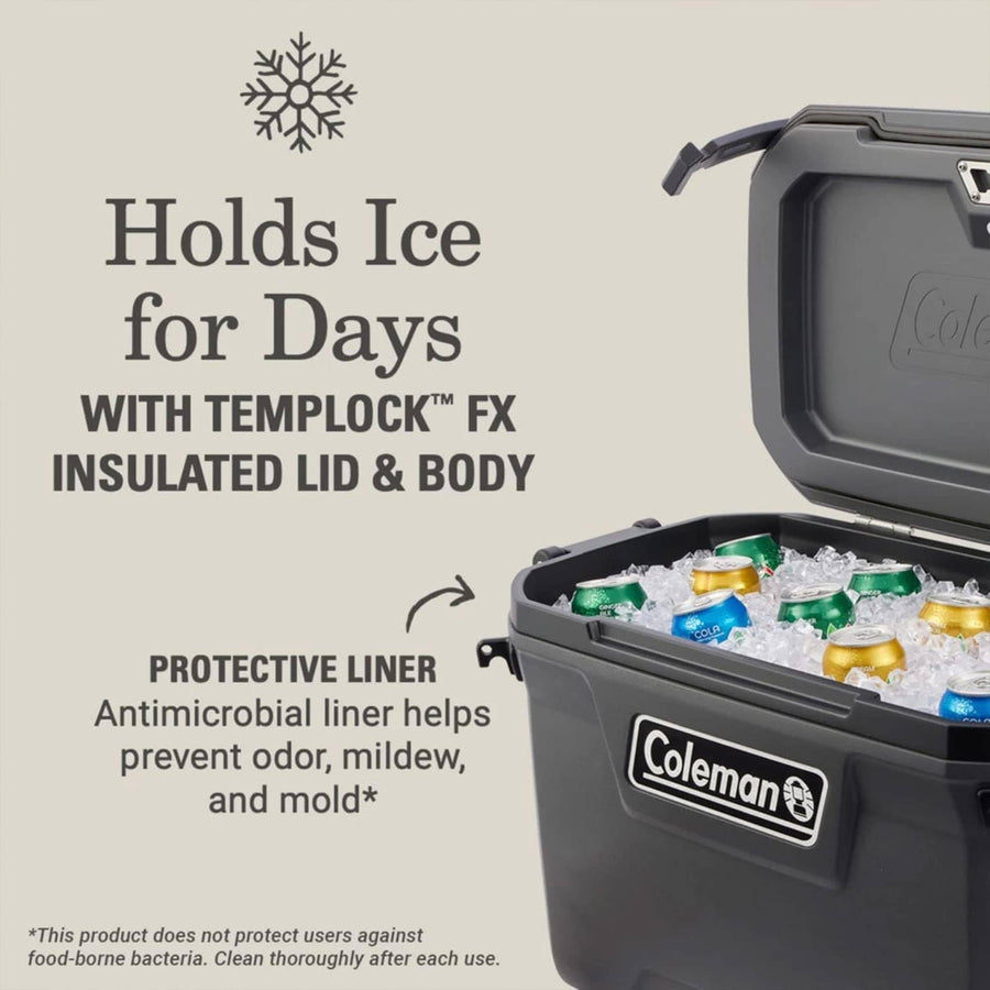 Coleman 55 Quart Convoy Series Lightweight Portable Cooler with Nonslip Grip Reflective Rope Handles for Long Haul Outdoor Adventures, Dark Storm