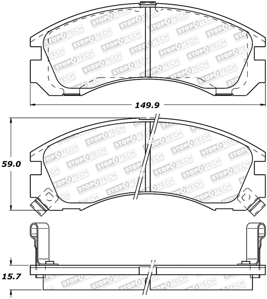 Front StopTech 308.05301 Brake Pads with Shims and Hardware Street