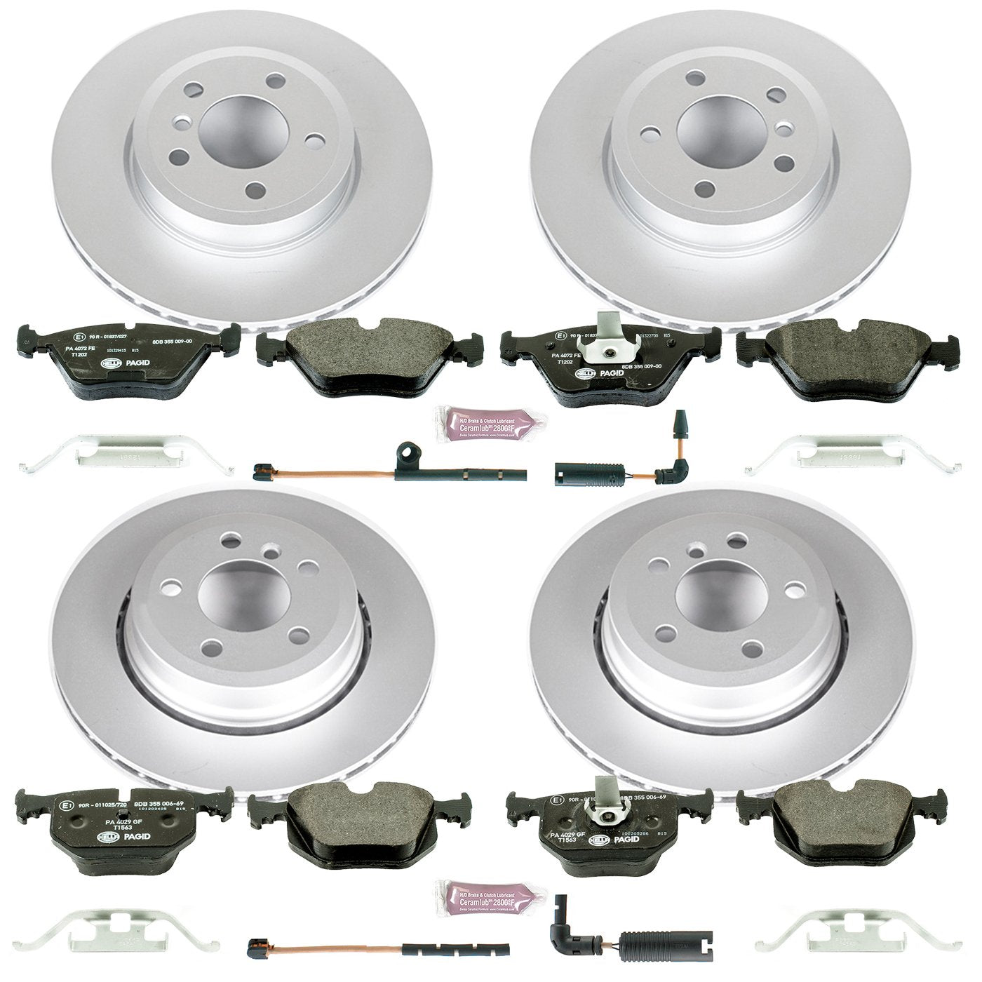 Euro-Stop Power Stop Brake Kit and 1 Front & 1 Rear Sensor Wires For BMW X3 2004-2010 [Model Specific]