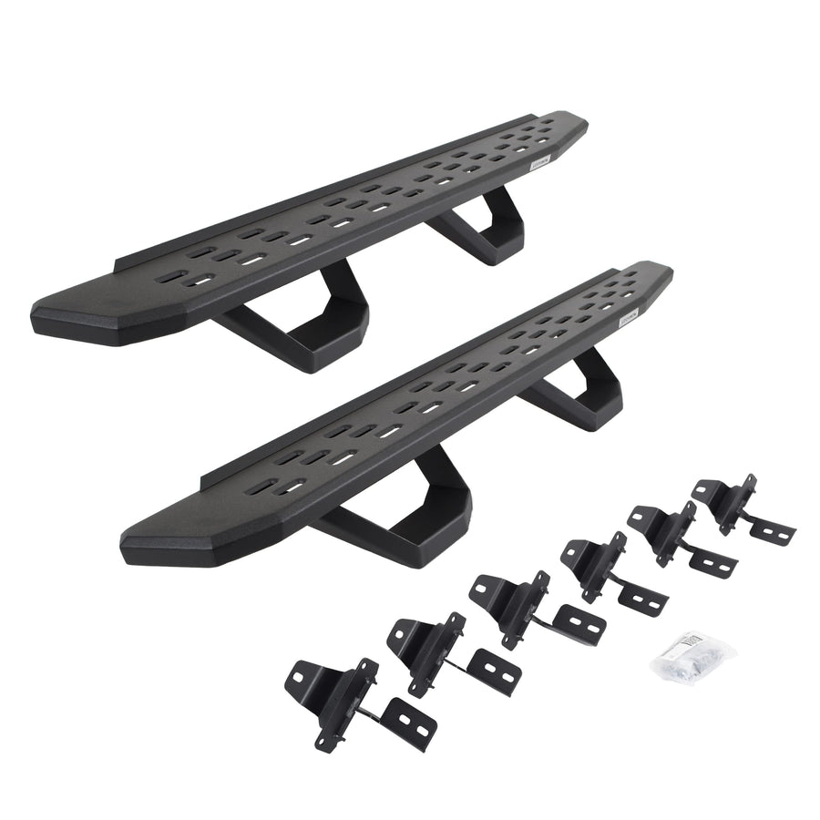 Go Rhino Running Boards RB30, Brackets, & 2 Pair of Drop Steps | Galvanized Steel, Textured Black | 6965056820PC | Fits 2007-2018 Jeep Wrangler JKU, 4-Door