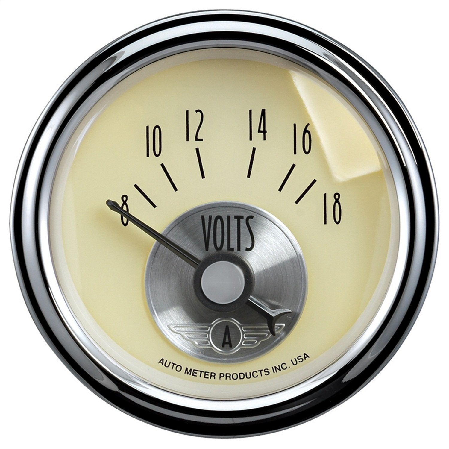 Auto Meter Prestige Antique Ivory 2-1/16" 8-18 Volts Voltmeter Gauge 2092