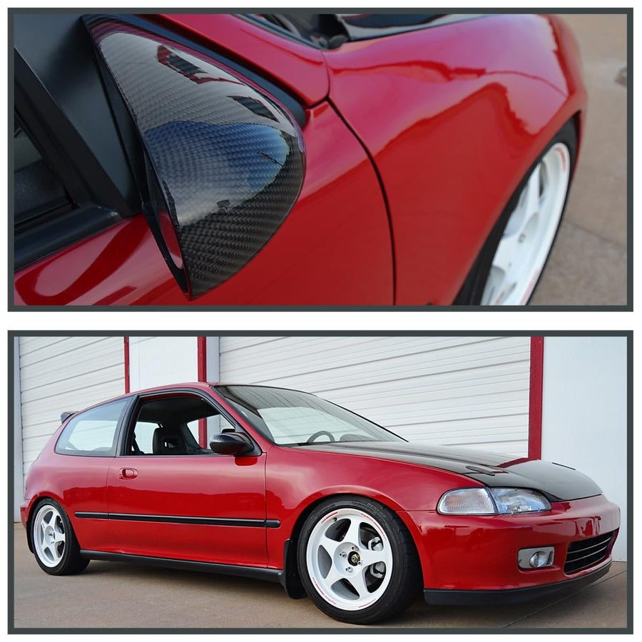 Manual Spec-D Tuning Real Carbon Fiber Side Mirrors Compatible with 1992-1995 Honda Civic EG 2/3Dr Left+Right Pair