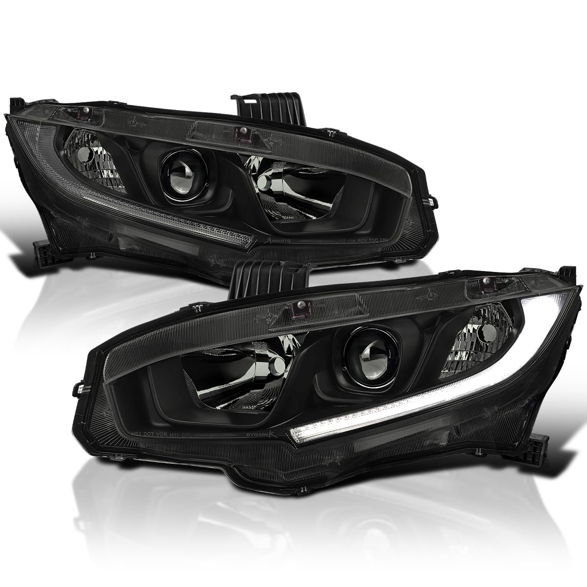 Honda Civic SPEC-D TUNING Headlight OE Halogen/Model ONLY-BLK HOUSING SMK Lens