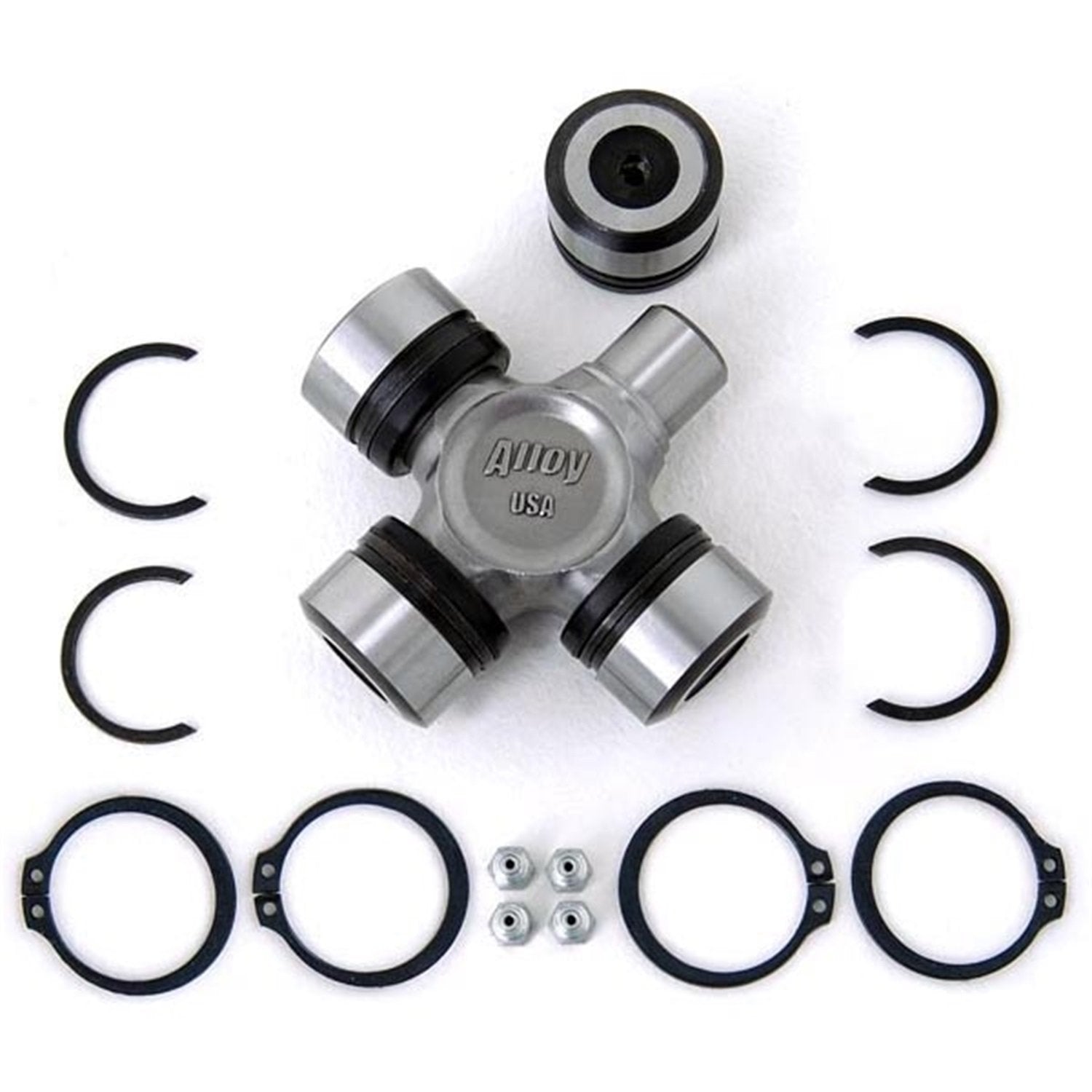 U-Joint Alloy USA for Jeep Wrangler/Cherokee | Heavy Duty, Greaseable | 11500 | Fits 1987-2006 Jeep Wrangler YJ/TJ/LJ; 1986-1992 Comanche; 1993-1998 Grand Cherokee; 1984-2001 Cherokee w/Dana 30 or 44