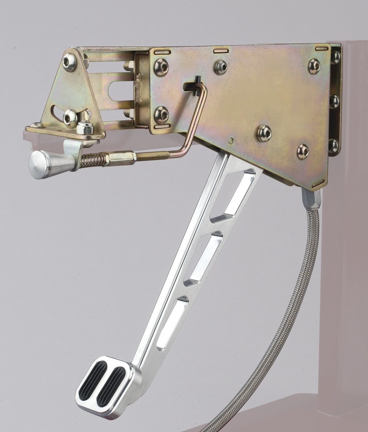 Billet Aluminum Lokar EFB-9002 Under-The-Dash Foot Operated Emergency Brake with Windowed Arm and Rubber