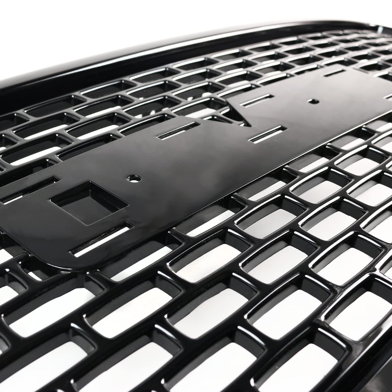 Denali Style Spec-D Tuning Polished Black Front Bumper Mesh Hood Grille Compatible with 2014-2015 GMC Sierra 1500