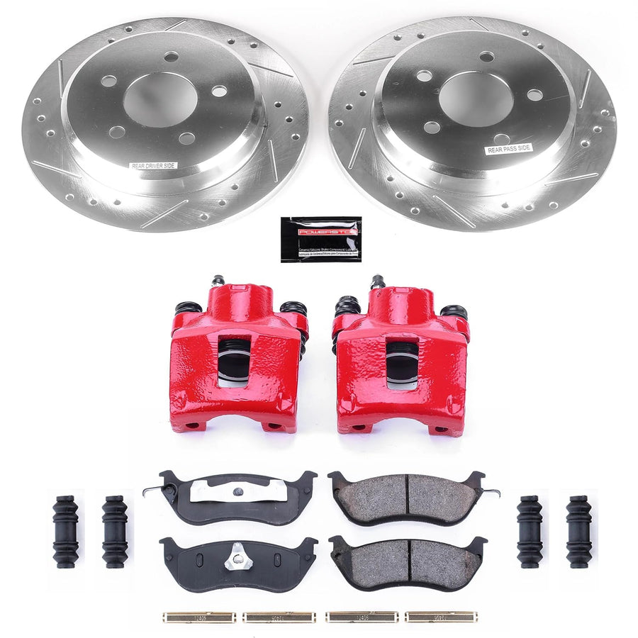Power Stop Z23 KC1331 Sport Rear Caliper Brake Kit-Drilled/Slotted Rotors, Carbon Ceramic Brake Pads, Calipers For Ford Crown Victoria, Lincoln Town Car, Mercury Grand Marquis [Model Specific]