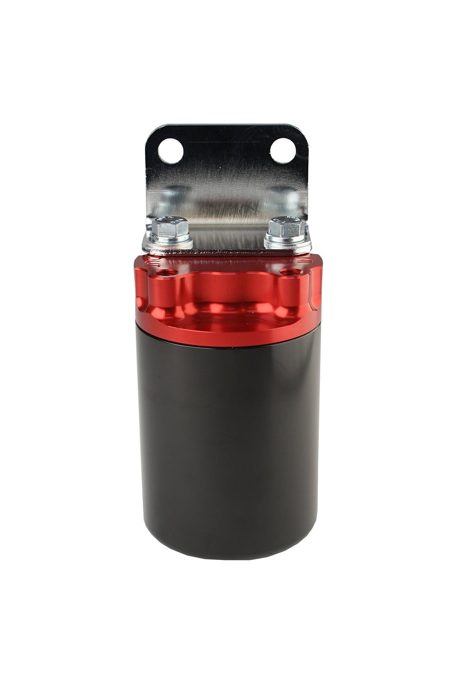 Aeromotive Filter, 12317 Canister, 10-Micron Fabric Element, 3/8" NPT Port, Bright-Dip Red Top/Black Cup, SS Series