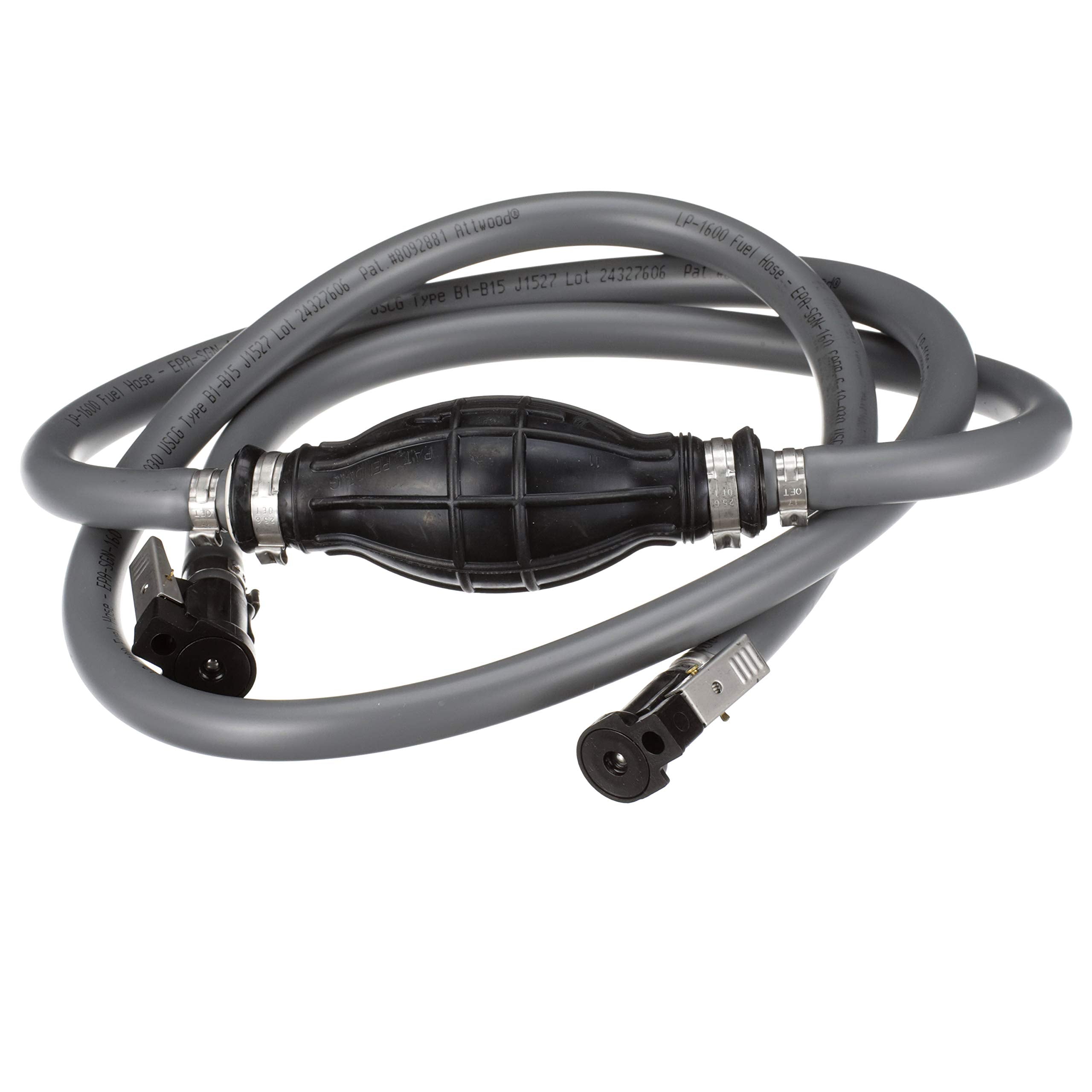 Johnson and Evinrude Marine Fuel Line Kit, Attwood 93806ELP7​, EPA Compliant, Primer Bulb Included, 3/8" x 6 ft. Long, Black