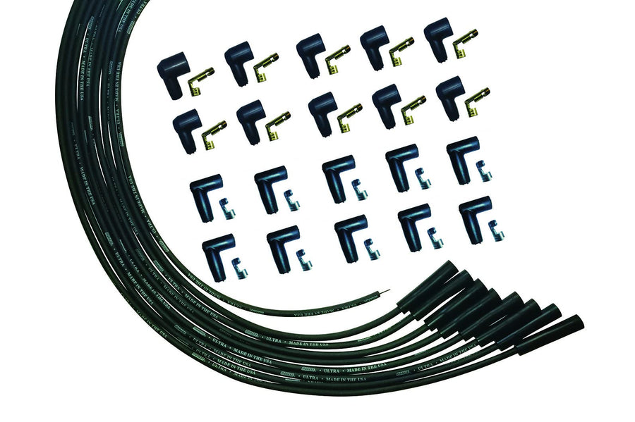Ultra Series Moroso Universal V8 Black Spark Plug Wires, Straight Plug Ends