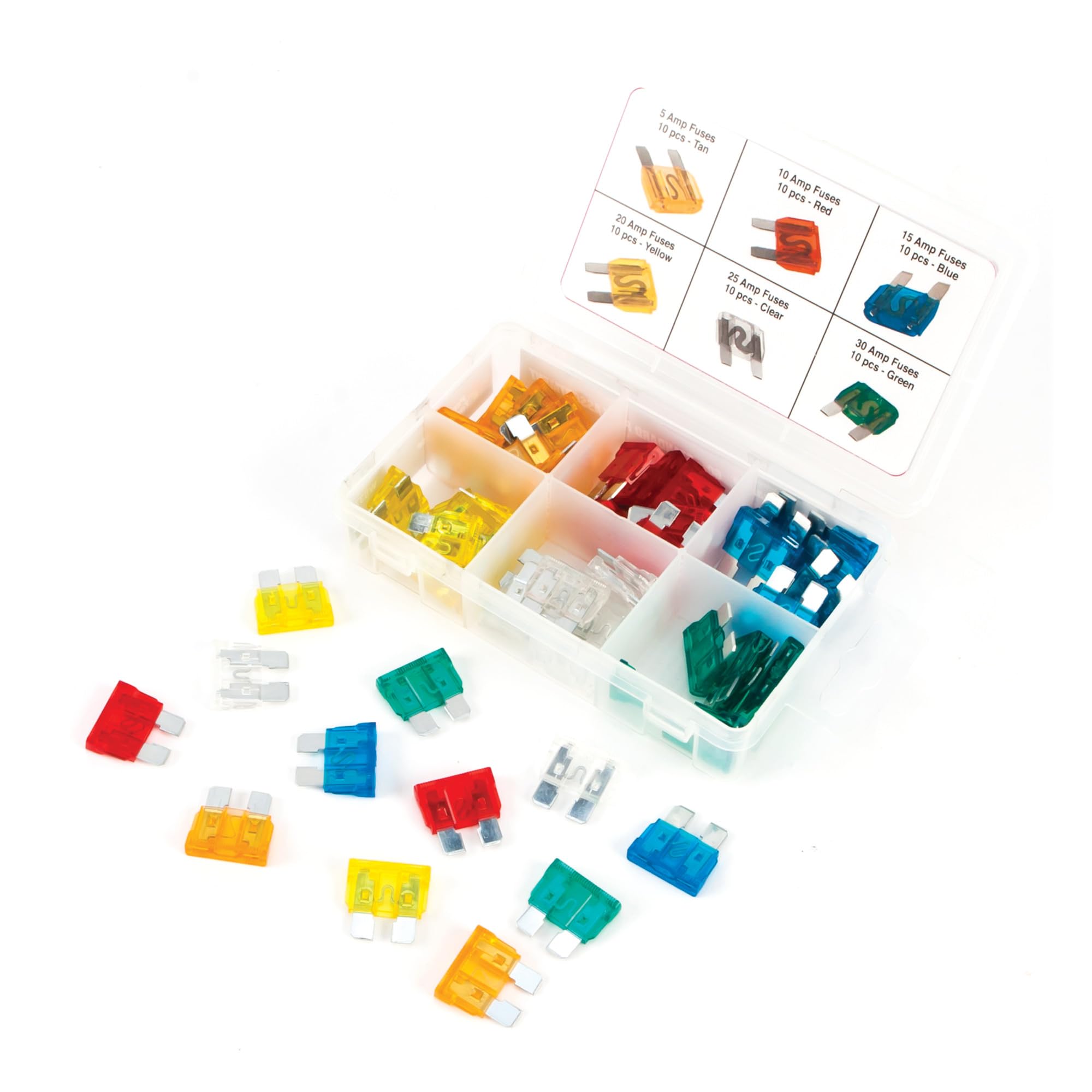 60-Piece Performance Tool W5373 Standard Fuse Assortment With Wide Range of Amp Ratings (5A, 10A, 15A, 20A, 25A, and 30A)