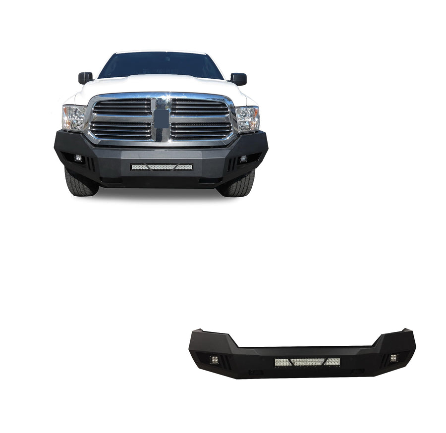 Heavy Duty Black Horse Armour Front Bumper w/ 20in LED Light Bar, 2 Sets of 4in Cube Lights, Black Compatible with 2019-2024 Ram 1500 Classic/2013-2018 Ram 1500(Excl.Rebel & Warlock Trims)