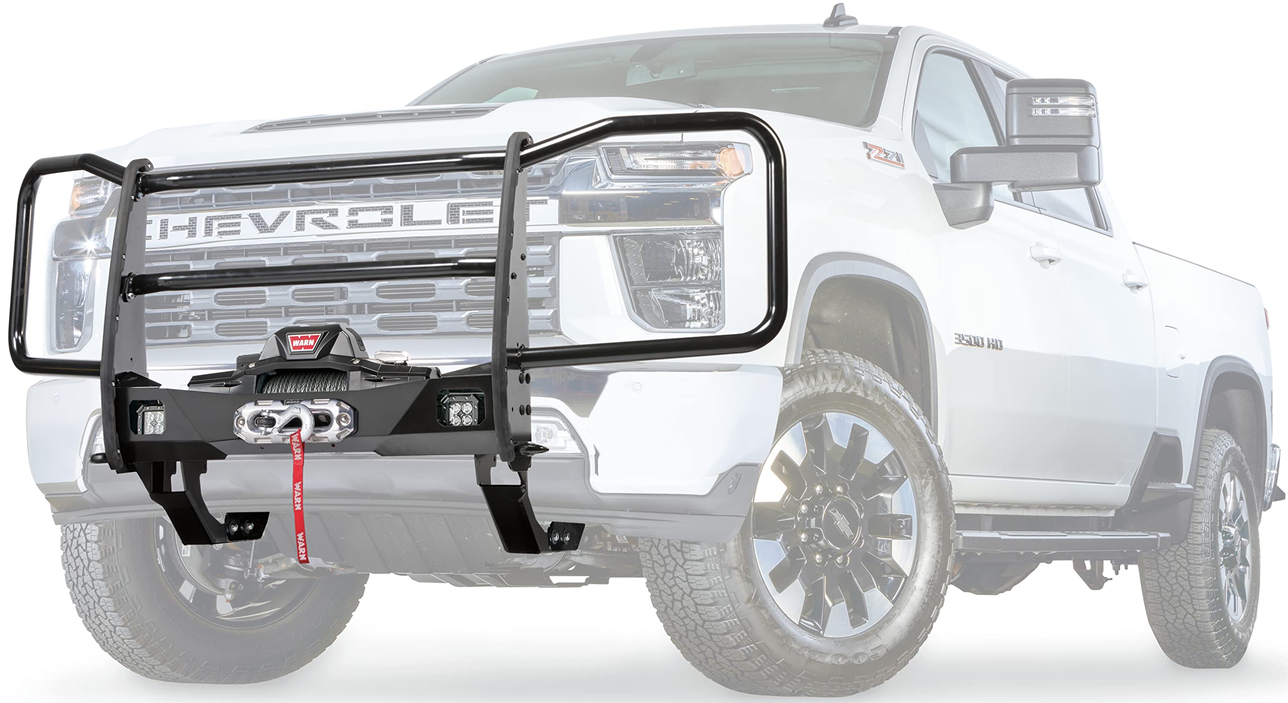 Trans4mer Gen III WARN 108003 Winch Mounting Bracket Kit for Mid-Frame Winches, Fits: Chevy Silverado HD 2500/3500 (2020-2022), Black