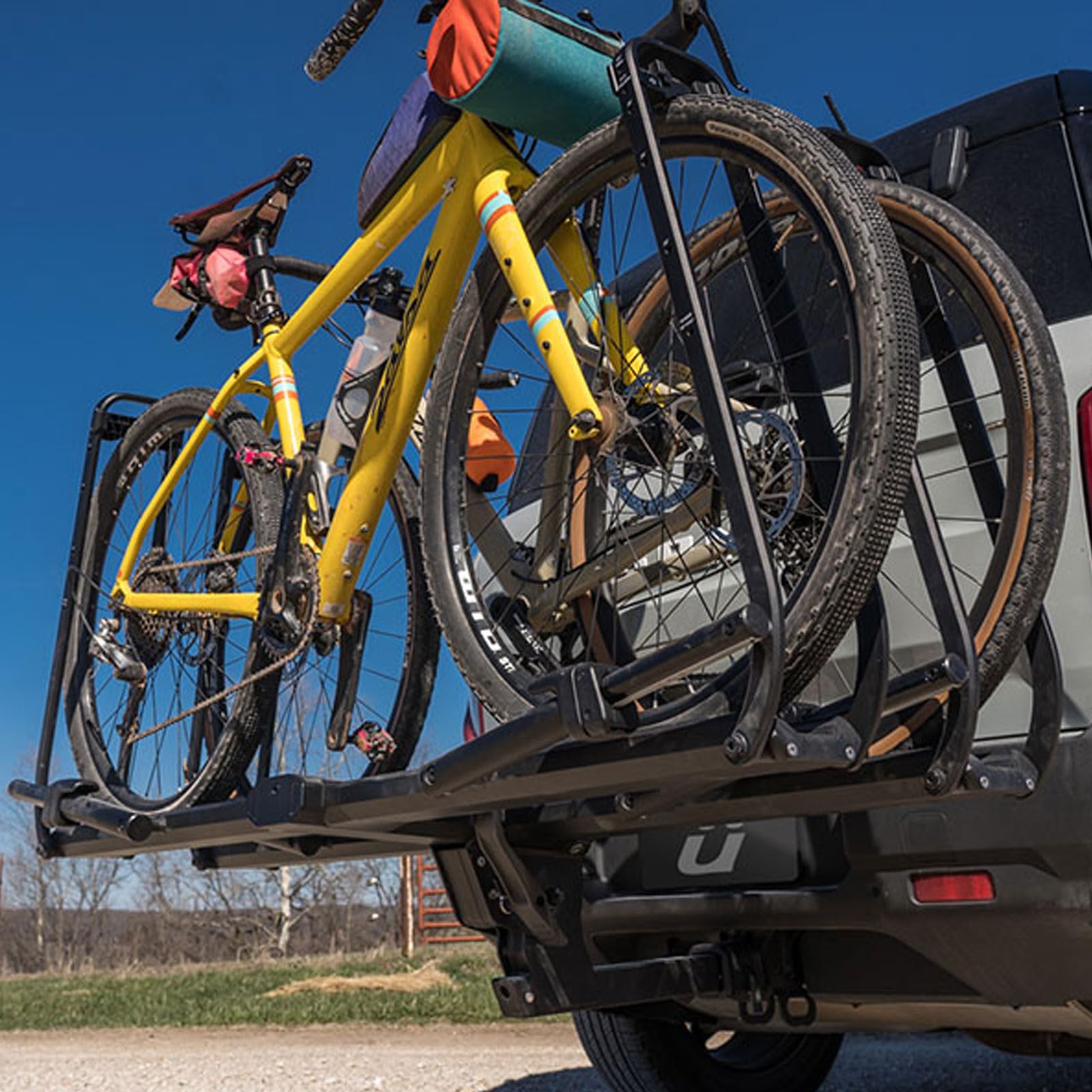 Piston Pro KUAT 2" Platform Rack - Secure Rugged Durable Portable Foldable Easy-to-Use No Frame Contact Dual Ratchet 2-Bike Hauling Platform with 5" Max Tire Width